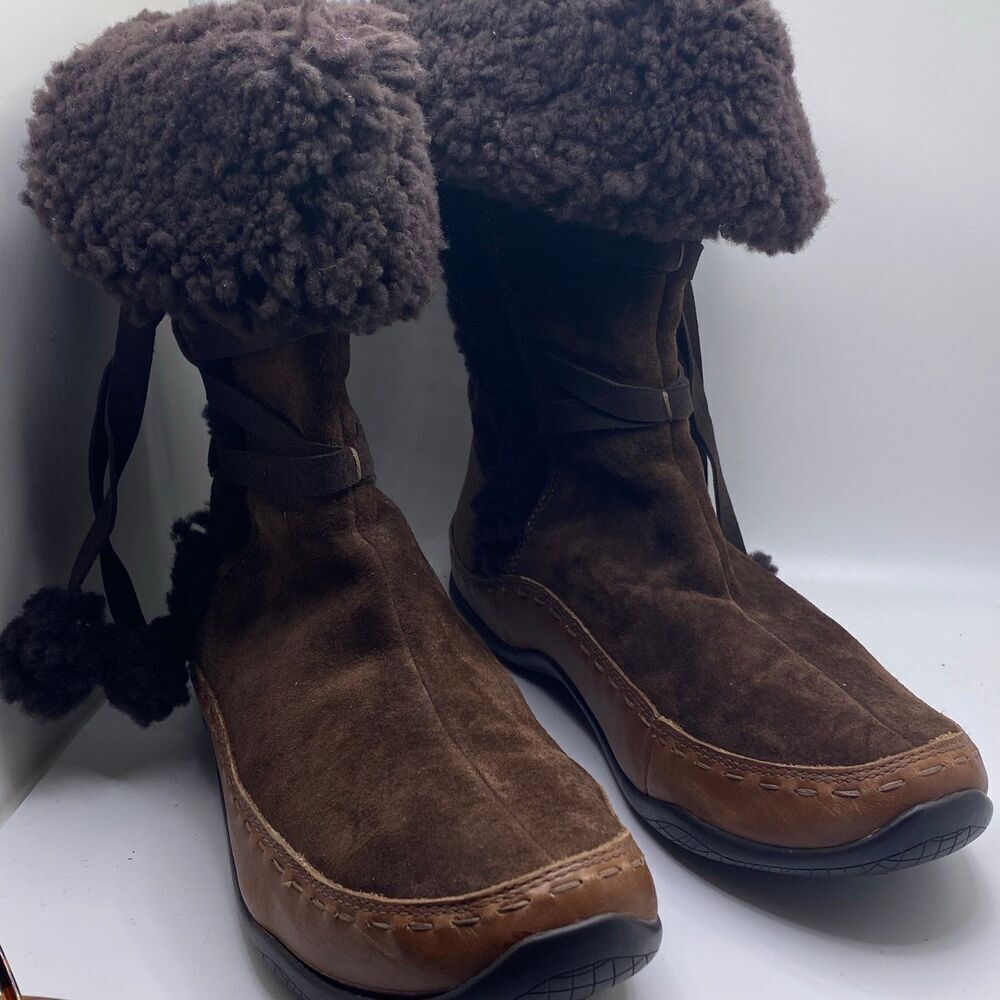 The North Face Isabel I Winter Boots Women's Size 10 Brown Leather Side Zip